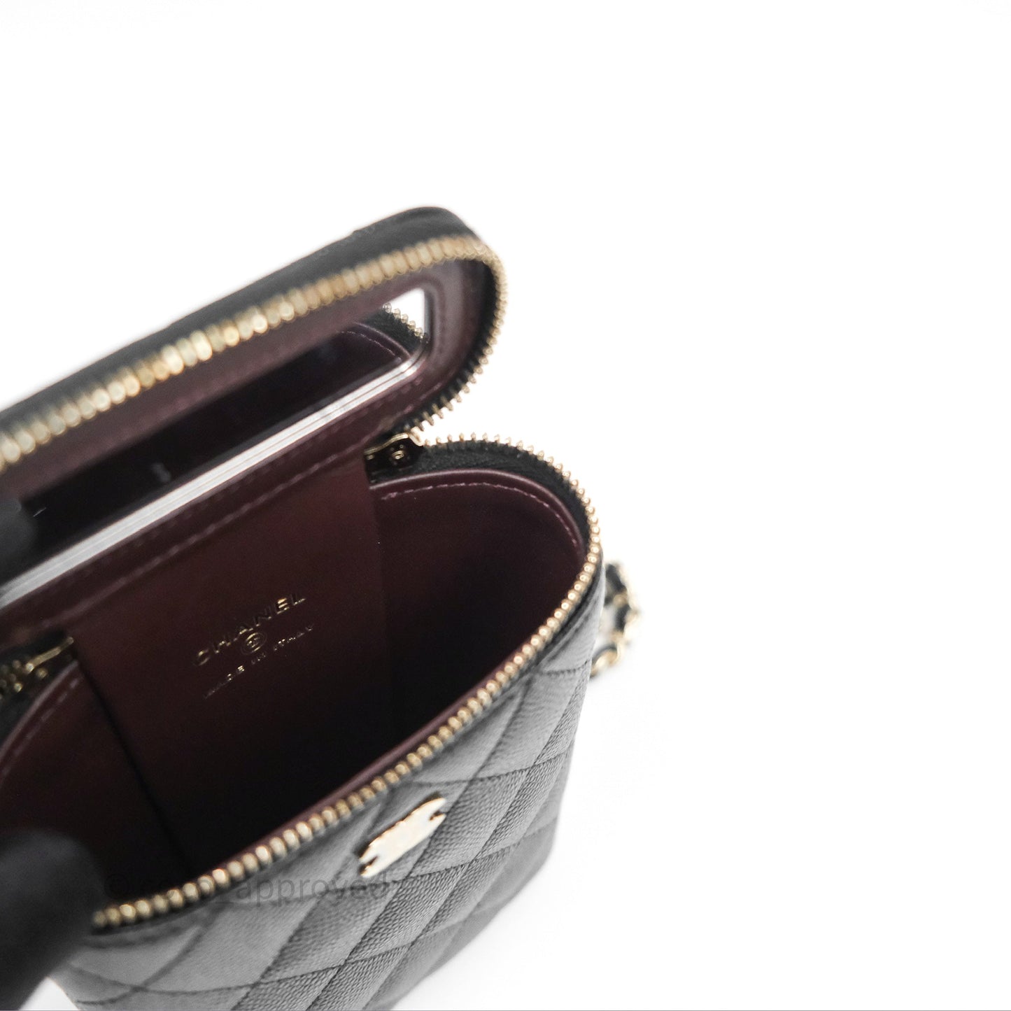 Chanel Classic Mini Vanity With Chain Black Caviar Gold Hardware
