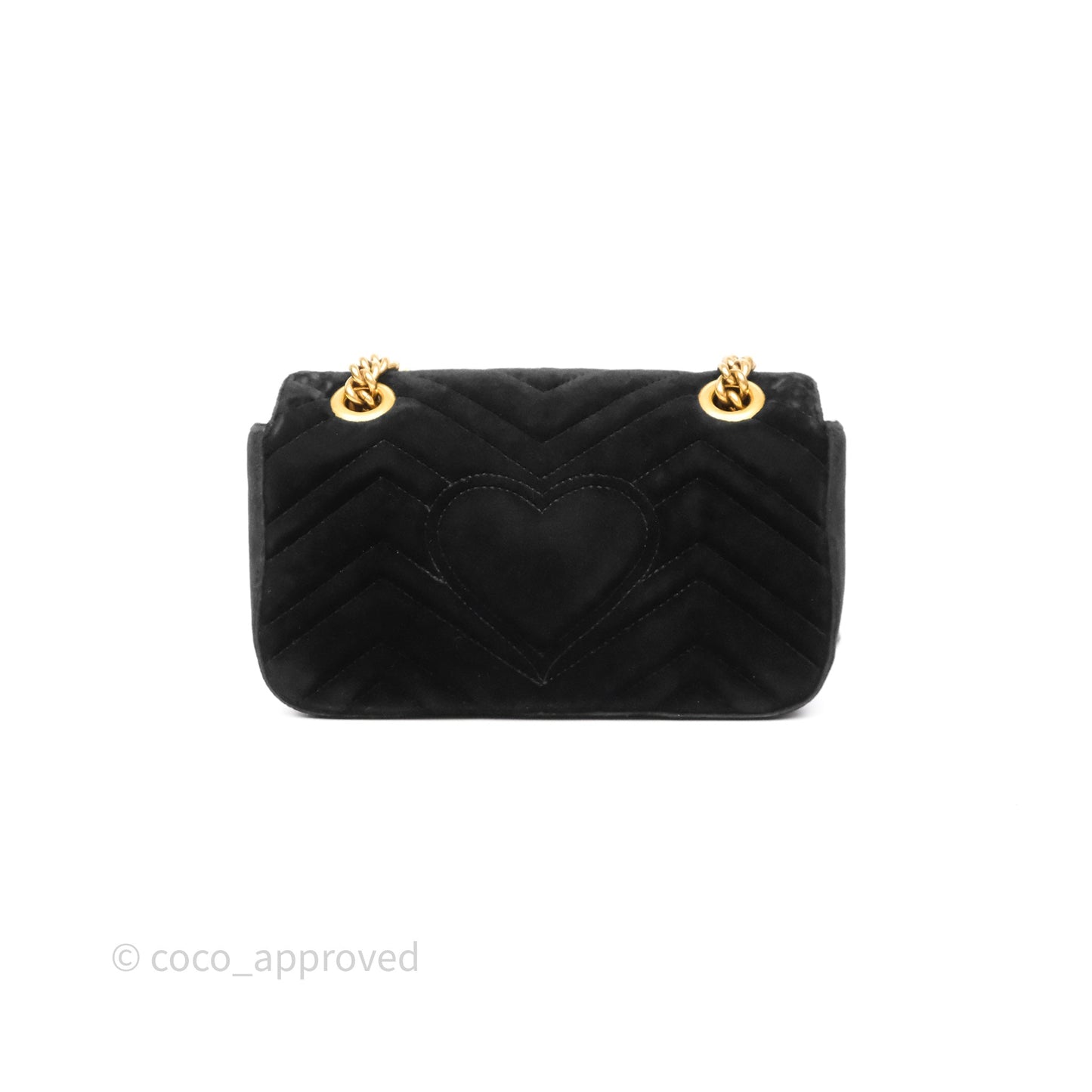 Gucci Mini Marmont Velvet Black Aged Gold Hardware