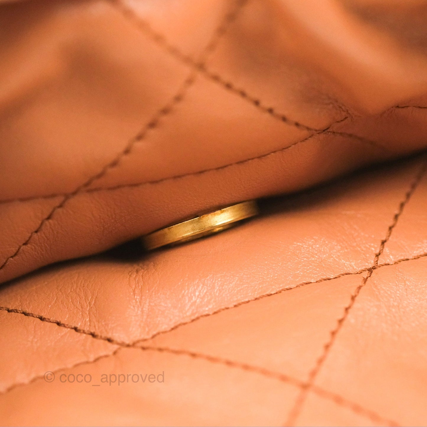 Chanel 22 Small Caramel Beige Shiny Calfskin Aged Gold Hardware