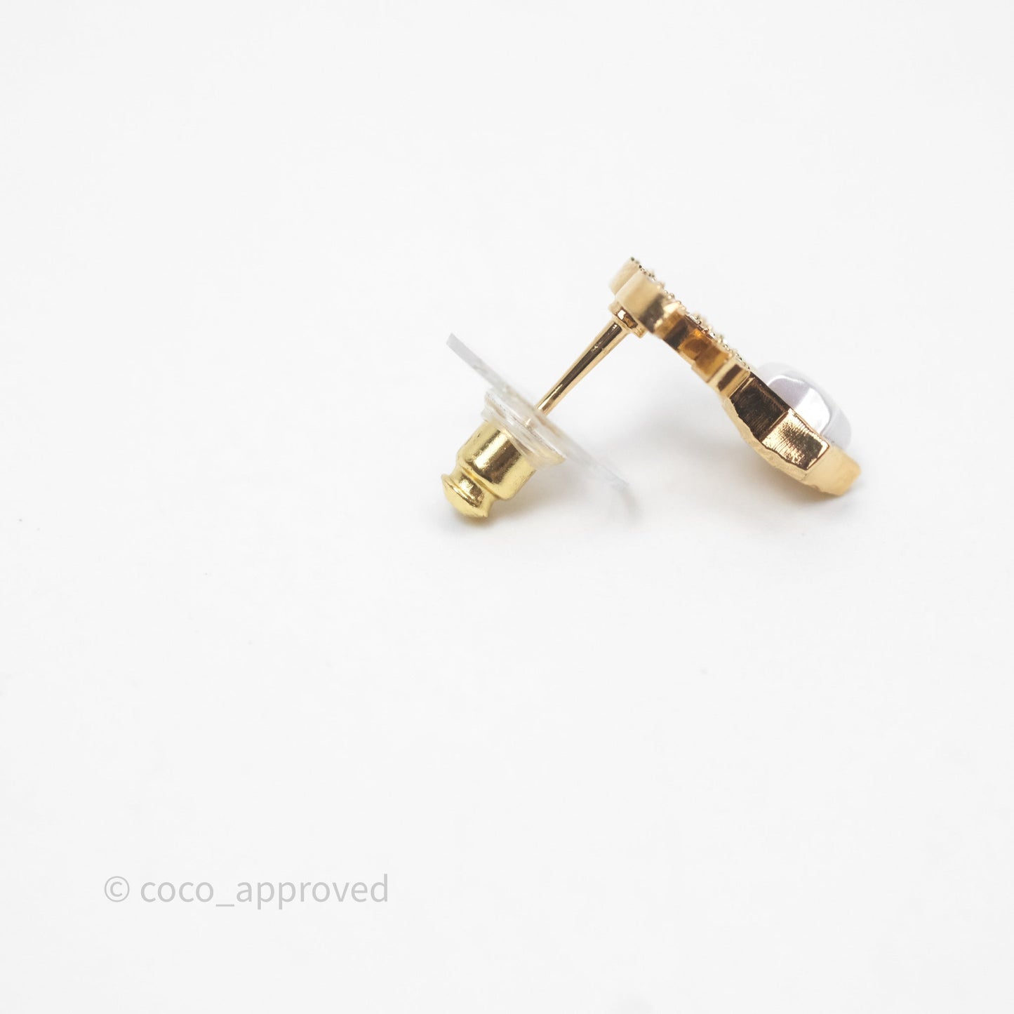 Chanel Crystal CC Star Earrings Gold Tone 24C