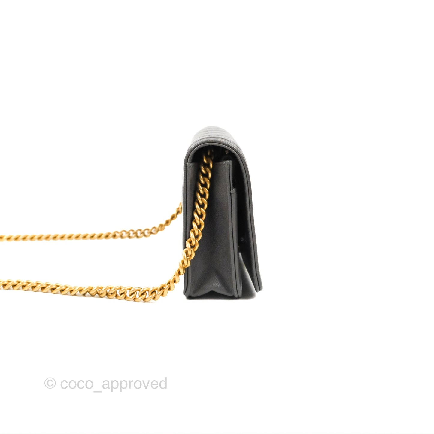 Chanel Quilted Boy Wallet on Chain WOC Dark Grey Caviar Gold Hardware