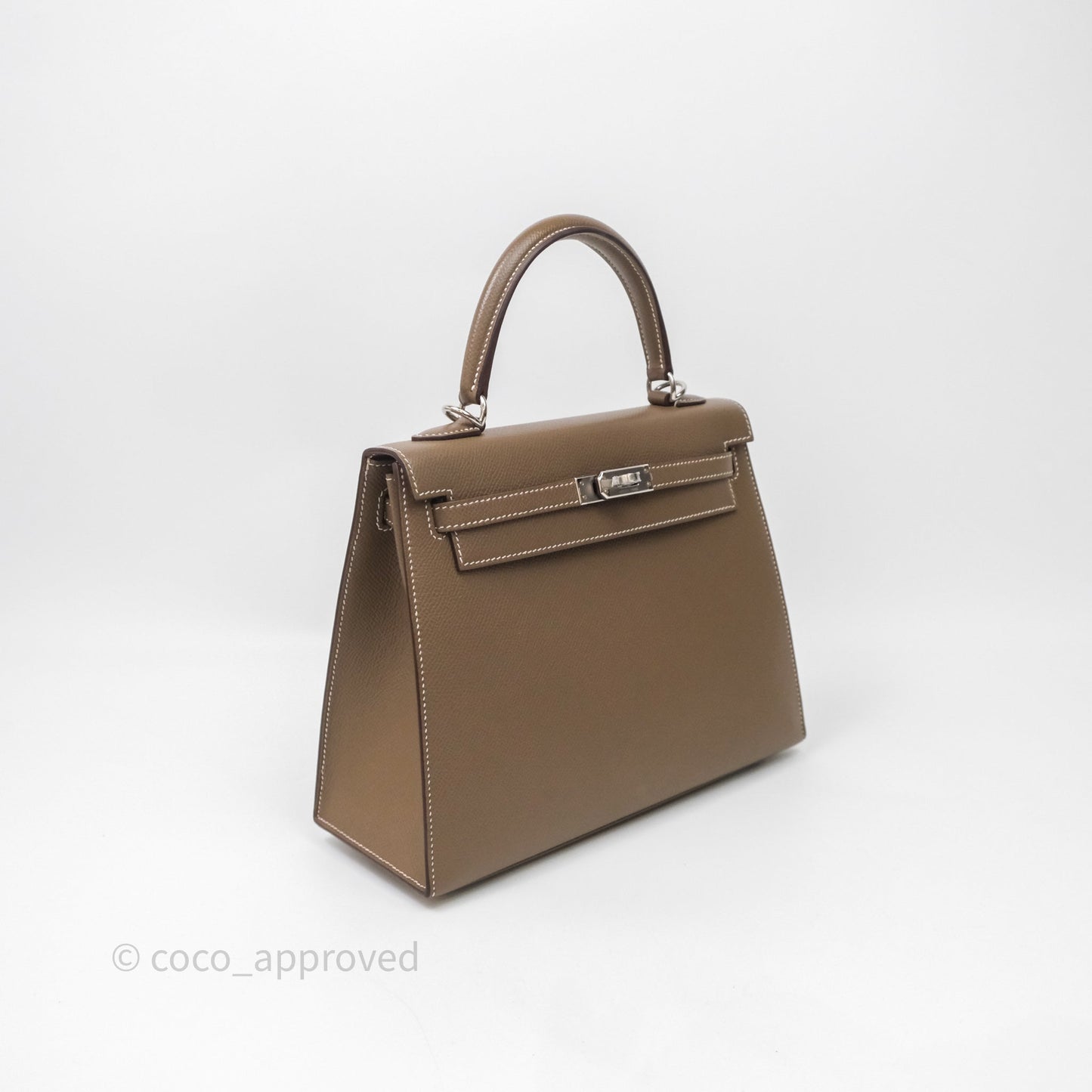 Hermes Kelly 25 Etoupe 18 Epsom Palladium Hardware