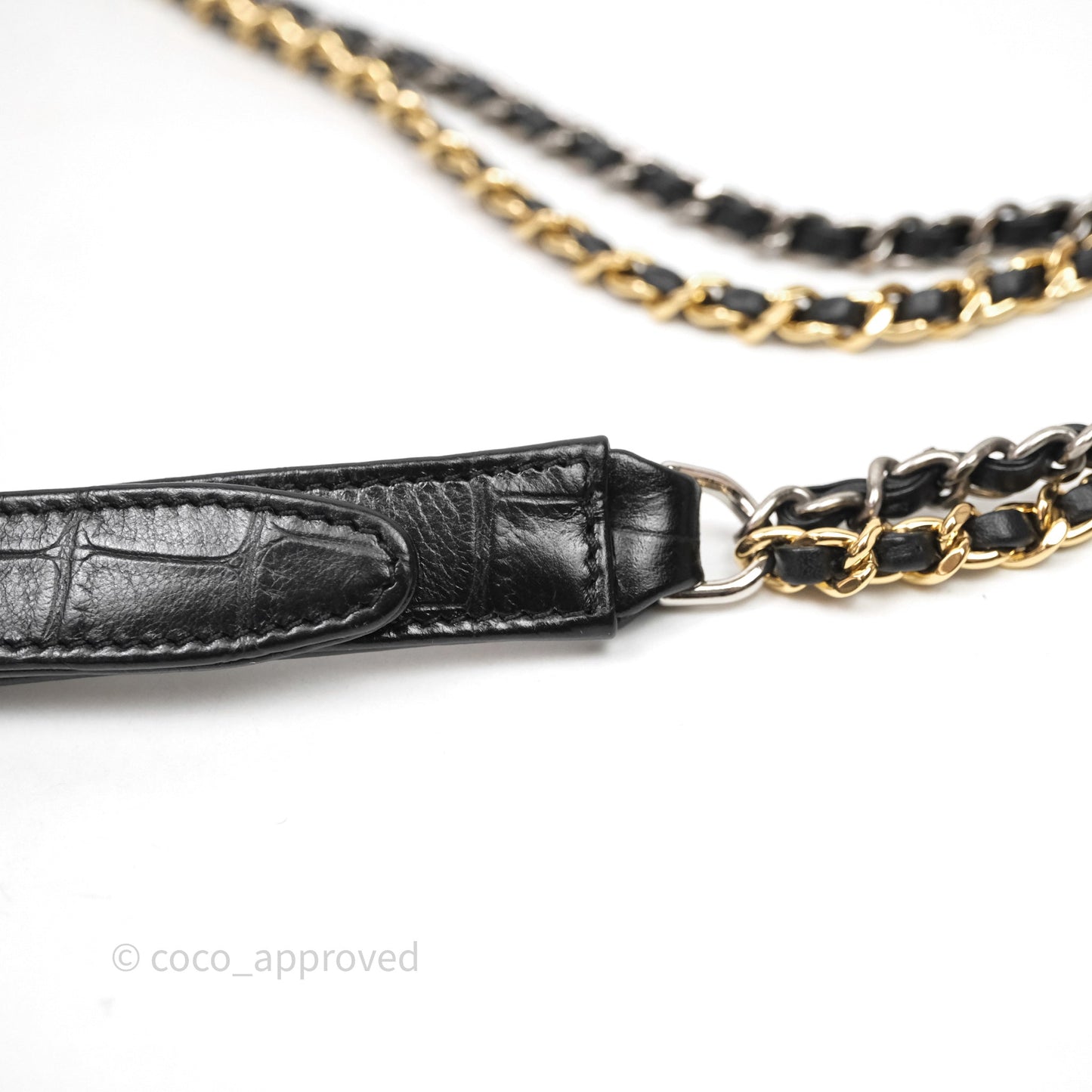 Chanel Crocodile Embossed Calfskin Small Gabrielle Cocodile Hobo Black