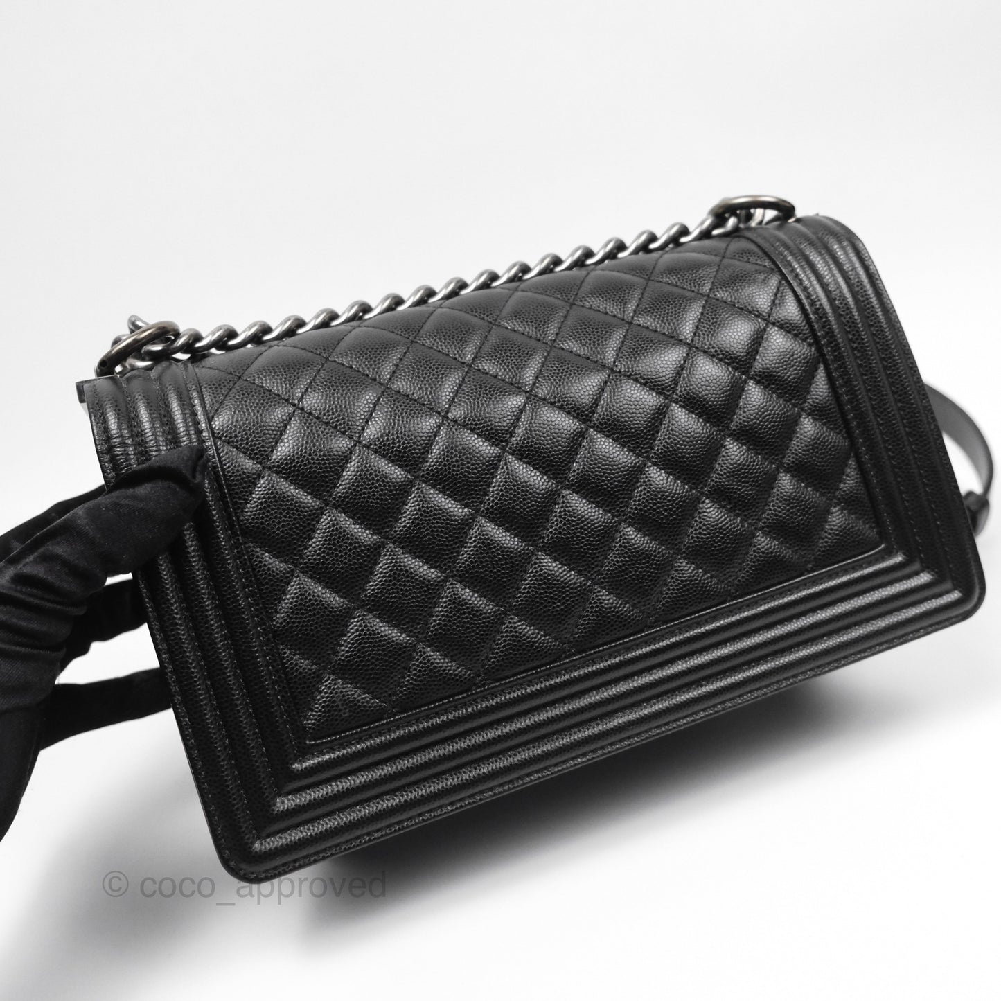 Chanel Medium Boy Quilted Black Caviar Ruthenium Hardware