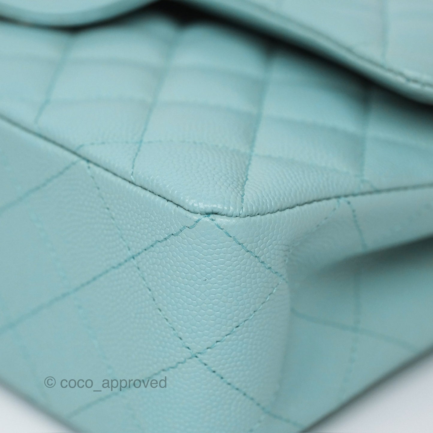 Chanel Small S/M Classic Flap Quilted Tiffany Blue Caviar Gold Hardware