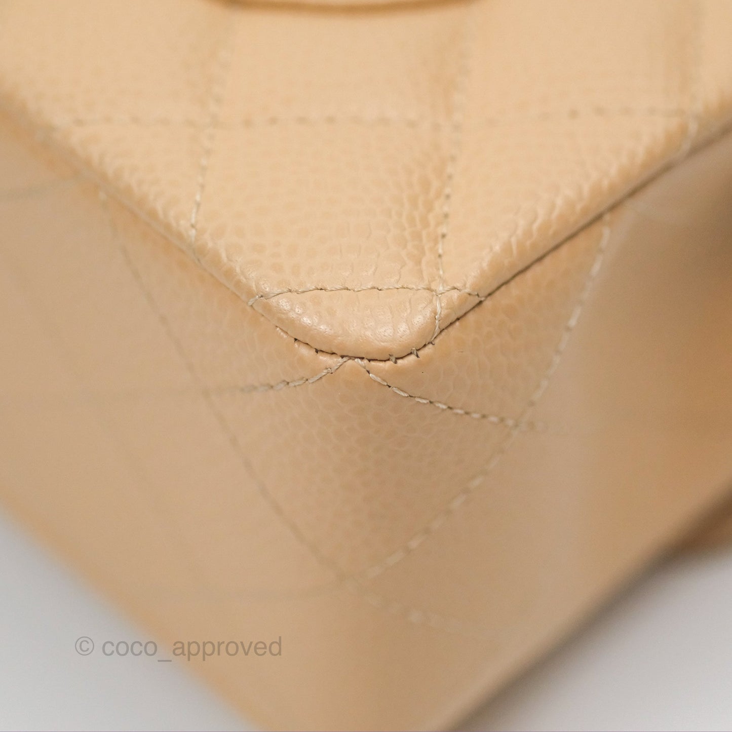 Chanel Small Quilted Classic Flap Beige Caviar Gold Hardware