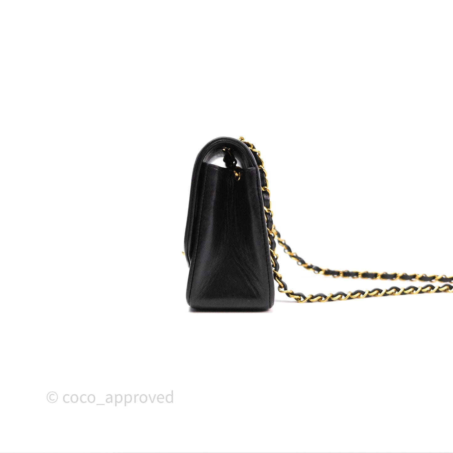 Chanel Vintage Quilted Small Classic Diana Flap Bag Black Lambskin 24K Gold Hardware