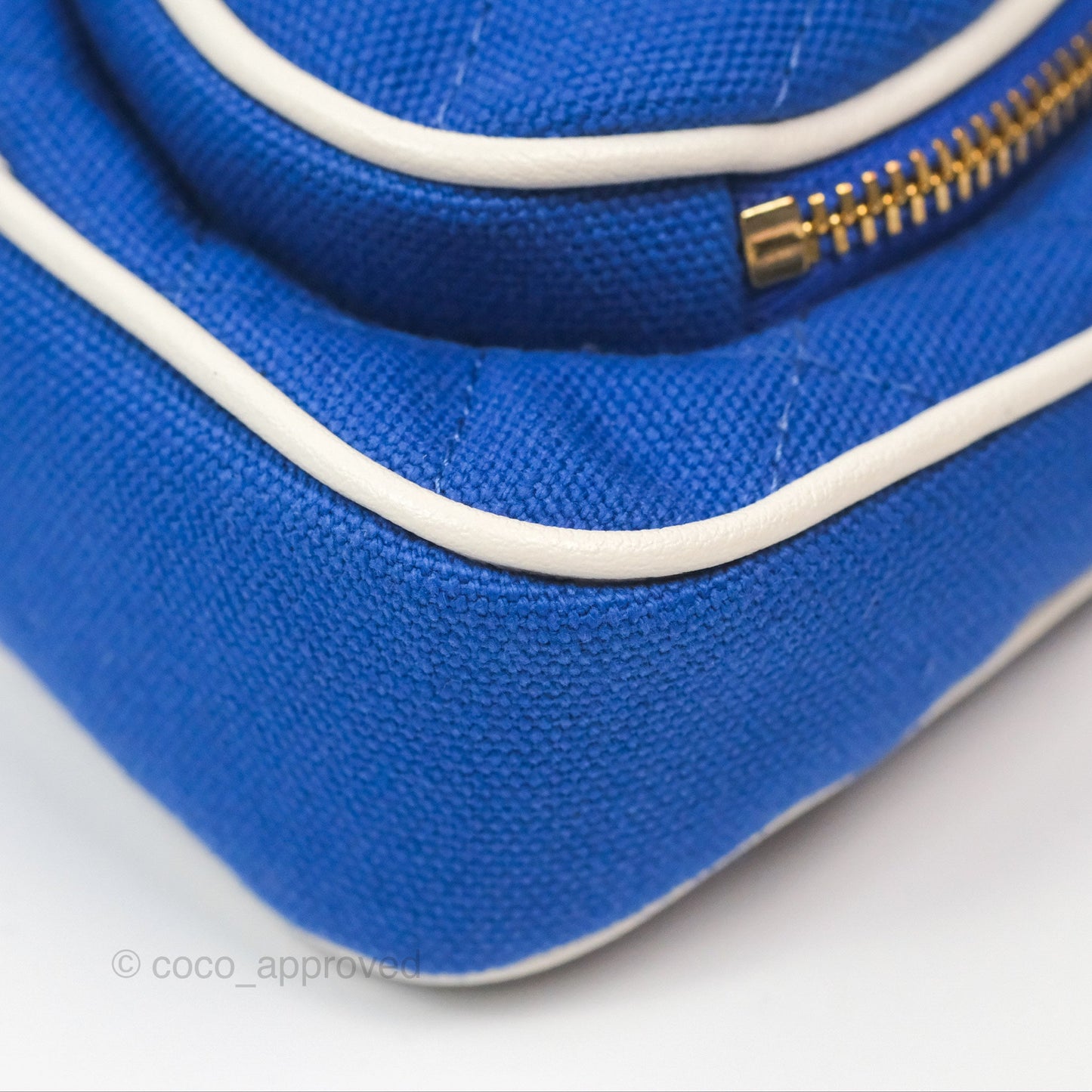 Chanel Mini Tennis Racket Clutch with Chain Blue White Cotton 23C