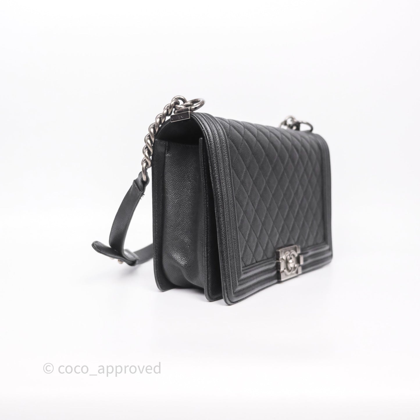 Chanel Quilted New Medium Boy Black Caviar Ruthenium Hardware
