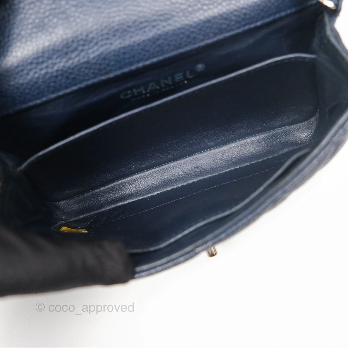 Chanel Quilted Extra Mini Rectangular Flap Dark Navy Caviar Silver Hardware