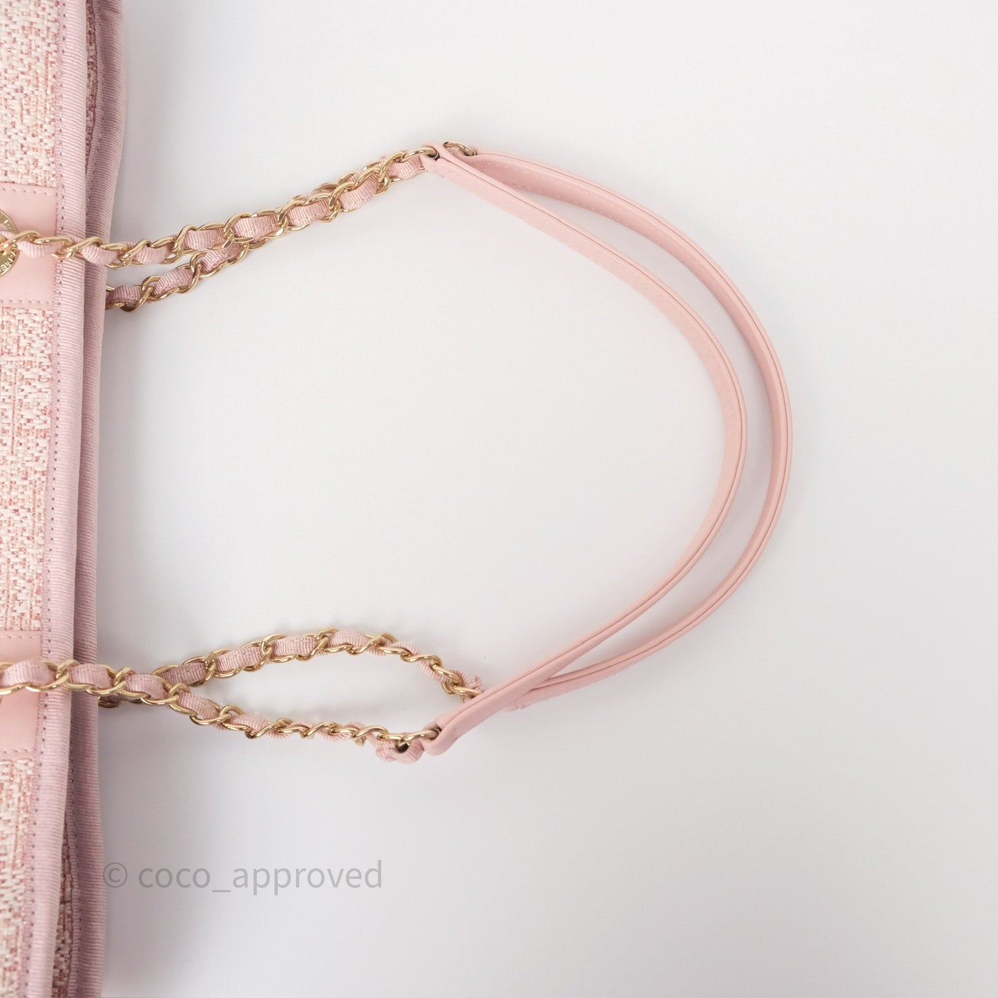 Chanel Medium Deauville Pink Glitter Raffia Gold Hardware