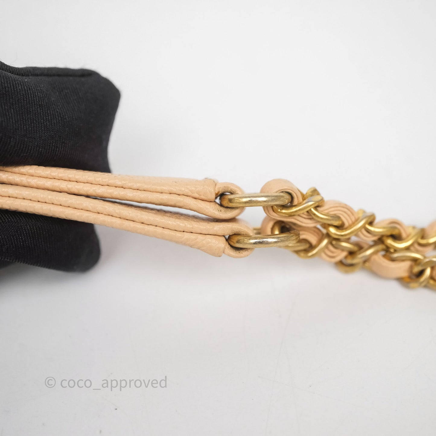 Chanel Small Coco Handle Quilted Beige Caviar Aged Gold Hardware