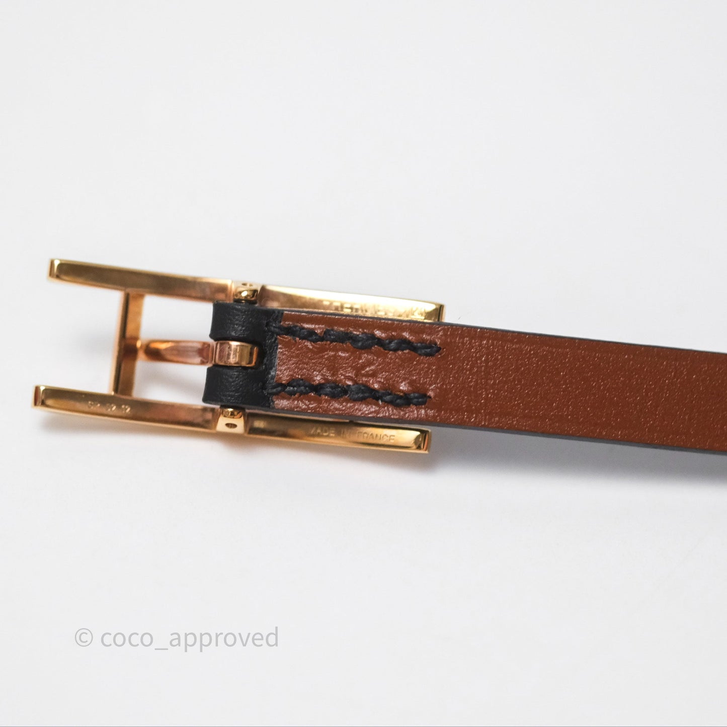 Hermès Behapi Double Tour Bracelet in Fauve 34 / Noir 89 Calfskin Gold Hardware