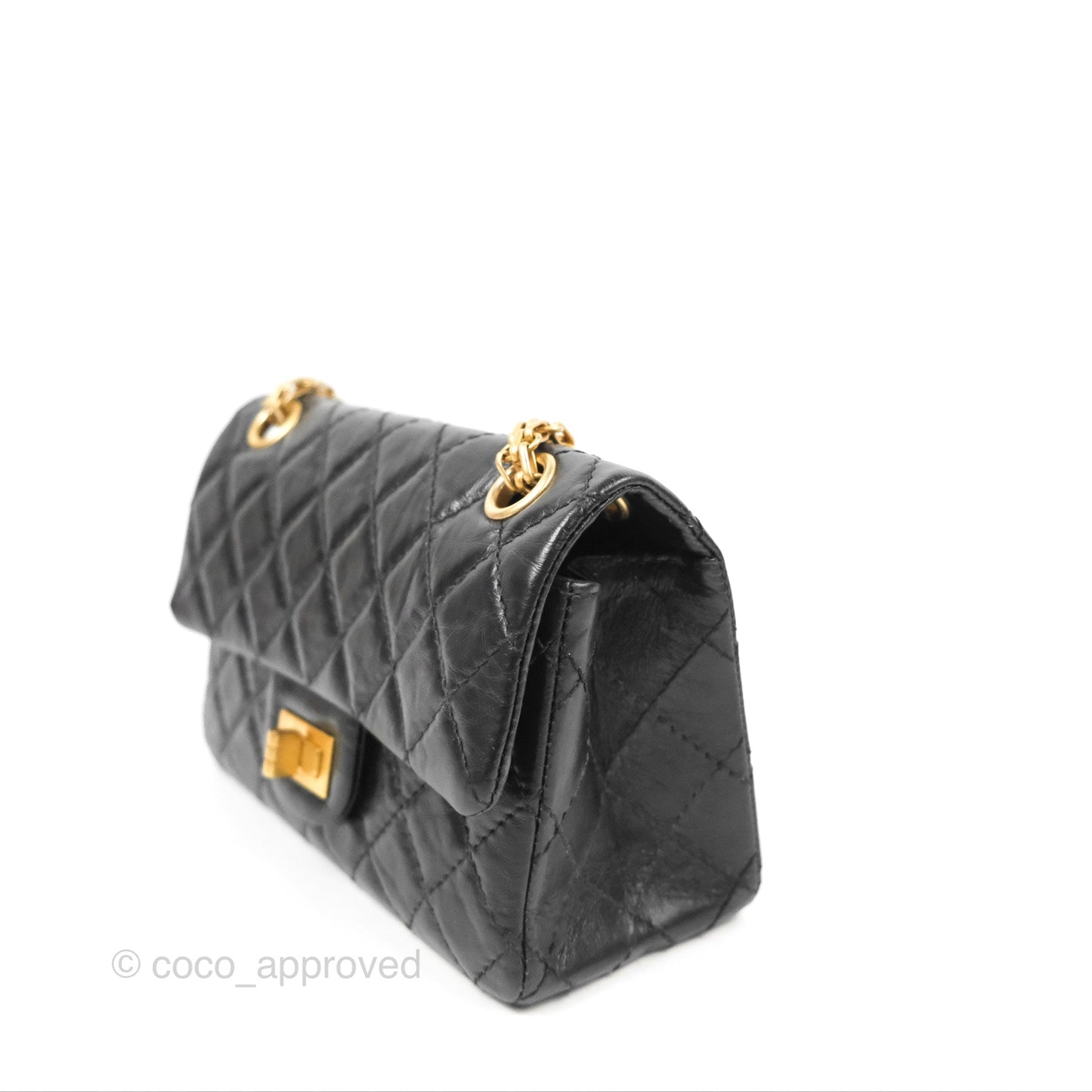 Chanel Mini Reissue 224 Black Aged Calfskin Aged Gold Hardware