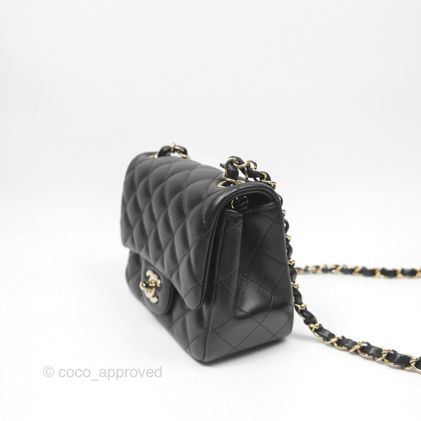 Chanel Mini Square Black Lambskin Gold Hardware