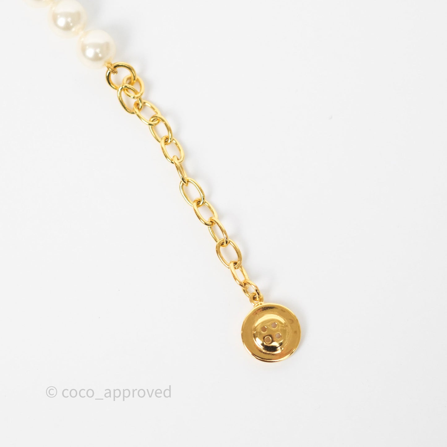 Chanel CC Pearl Long Necklace Gold Tone 20A