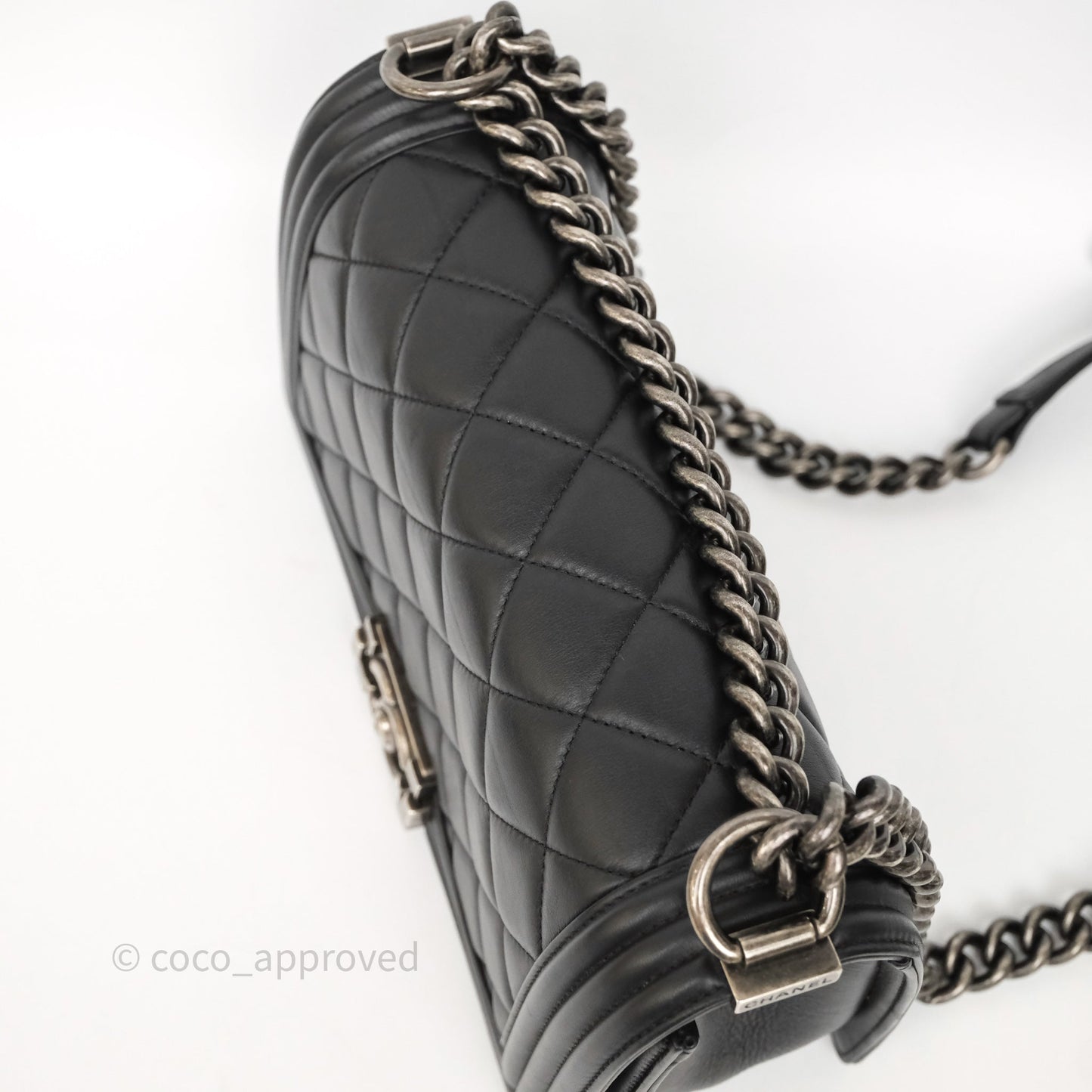 Chanel Quilted Medium Boy Black Lambskin Ruthenium Hardware