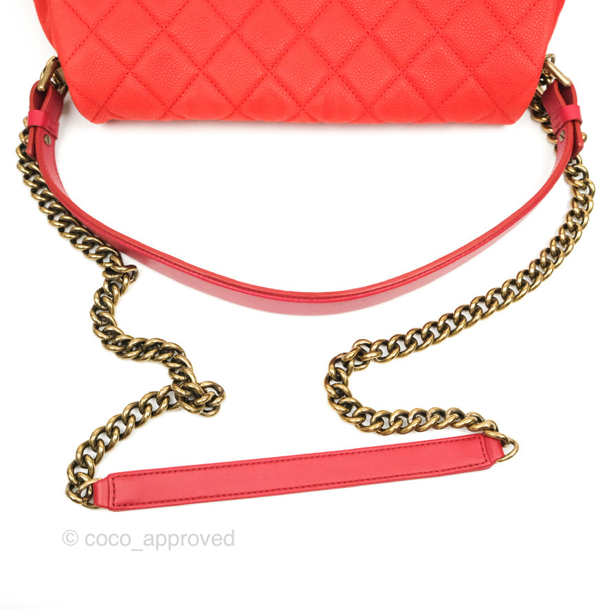 Chanel Country Chic Messenger Flap Bag Red Matte Caviar Ruthenium Hardware
