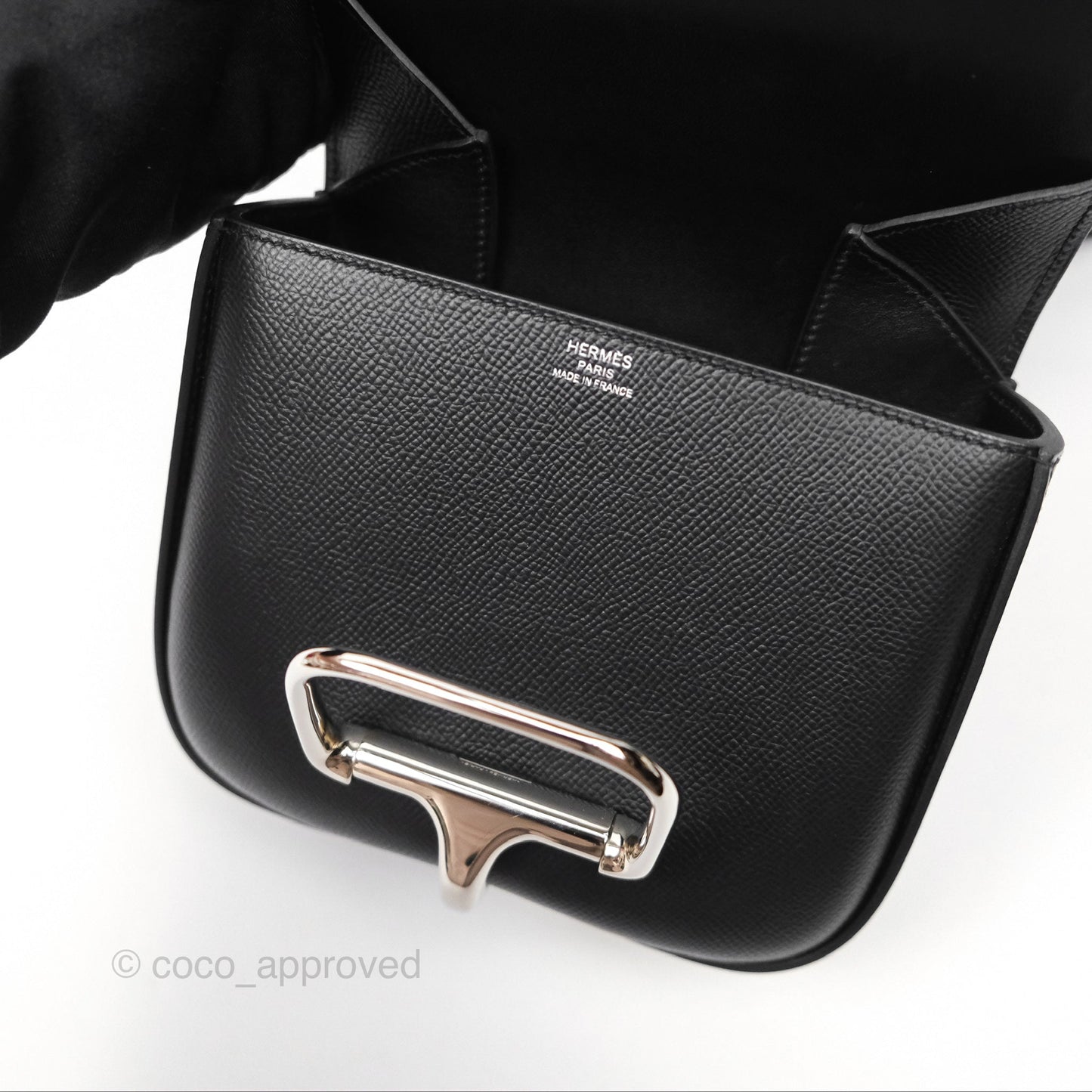 Hermès Della Cavalleria Mini Bag Noir 89 Epsom Palladium Hardware