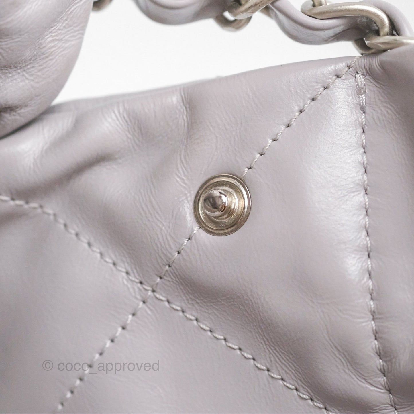 Chanel 22 Small Grey Aged Calfskin Matte Silver Hardware