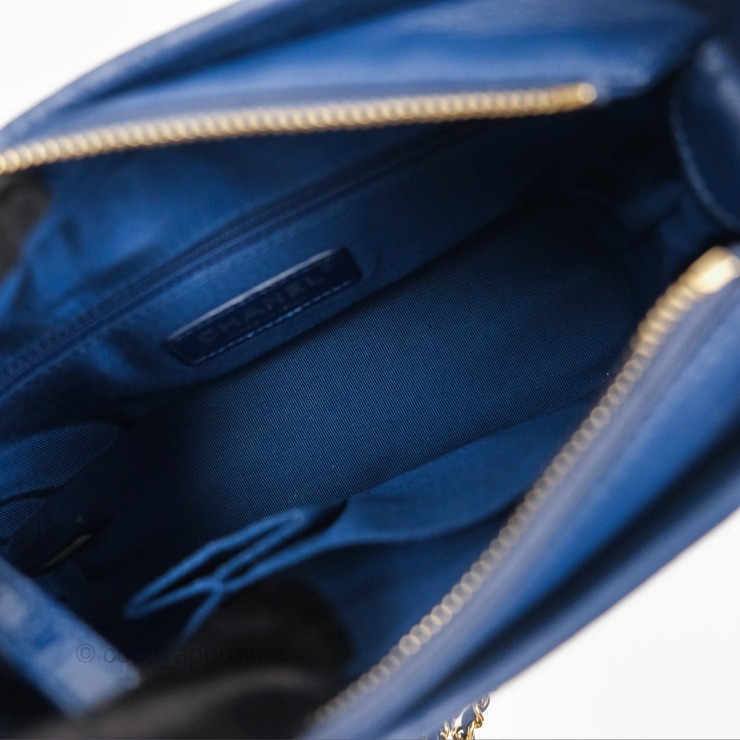 Chanel Small Gabrielle Hobo Blue Patent Goatskin Mixed Hardware