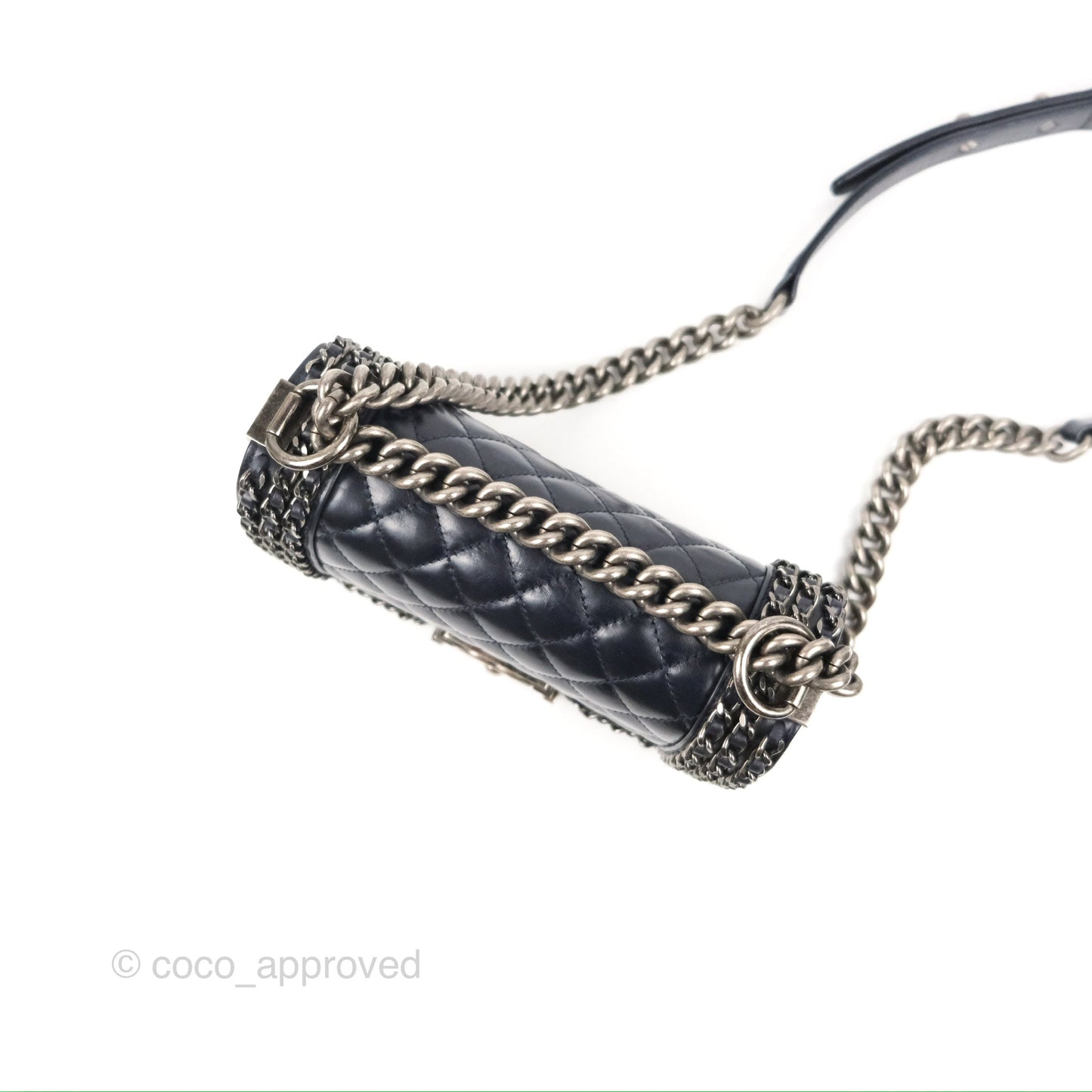 Chanel Small Chain Around Boy Dark Navy Glazed Calfskin Ruthenium Hardware