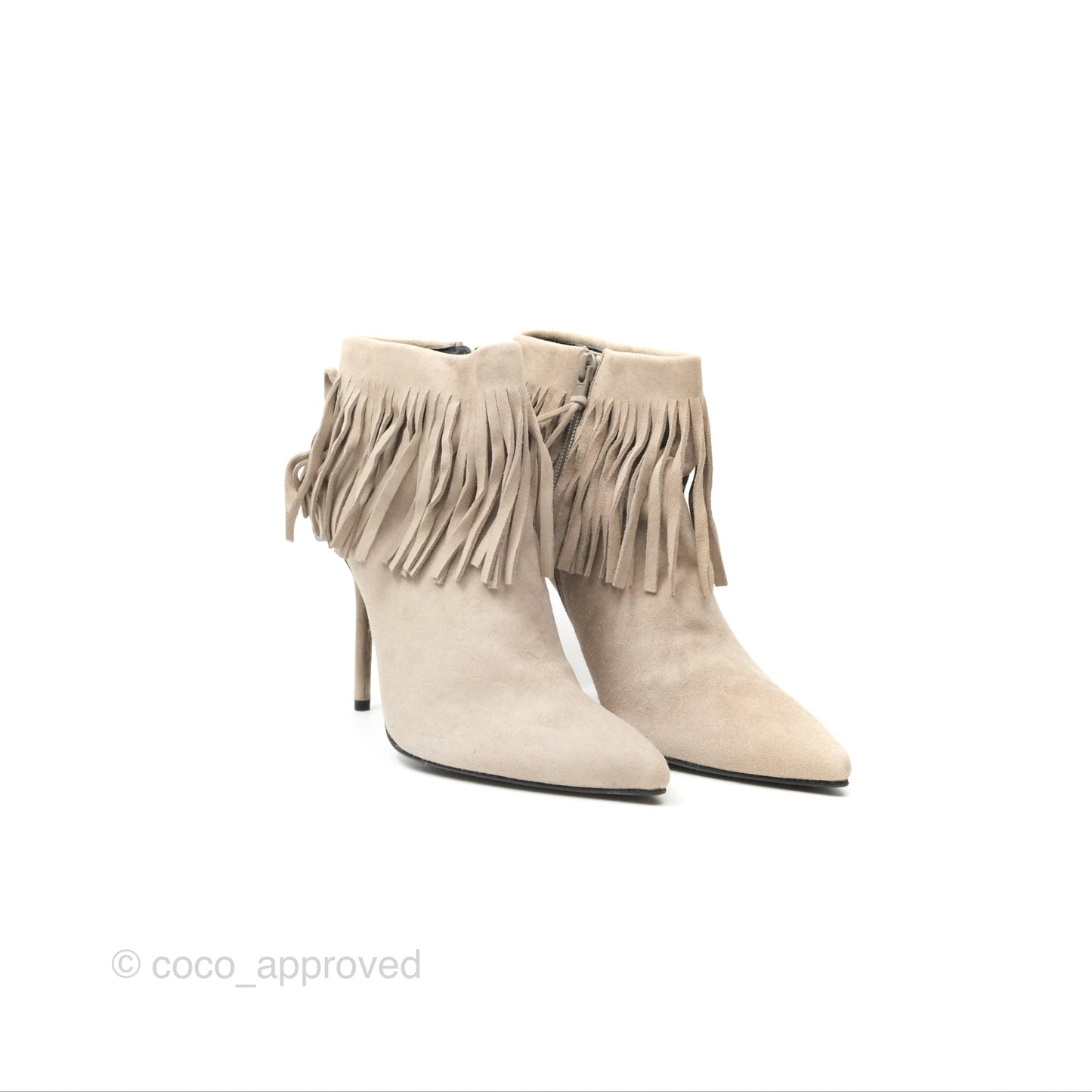 Stuart Weitzman Fringe Times Grey Suede Ankle Boots Size 39