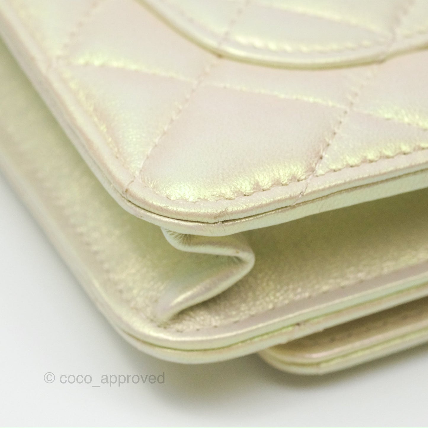 Chanel Quilted Wallet on Chain WOC Iridescent Ivory Gold Hardware 20A