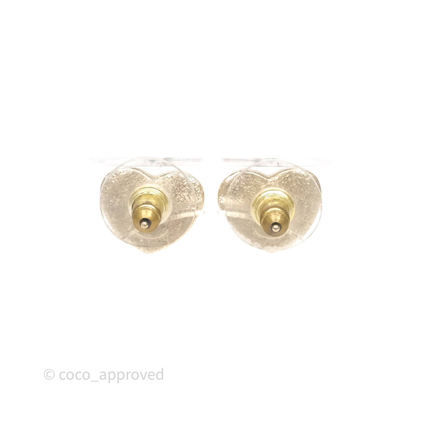 Chanel CC Heart Earrings White Gold Tone 24S