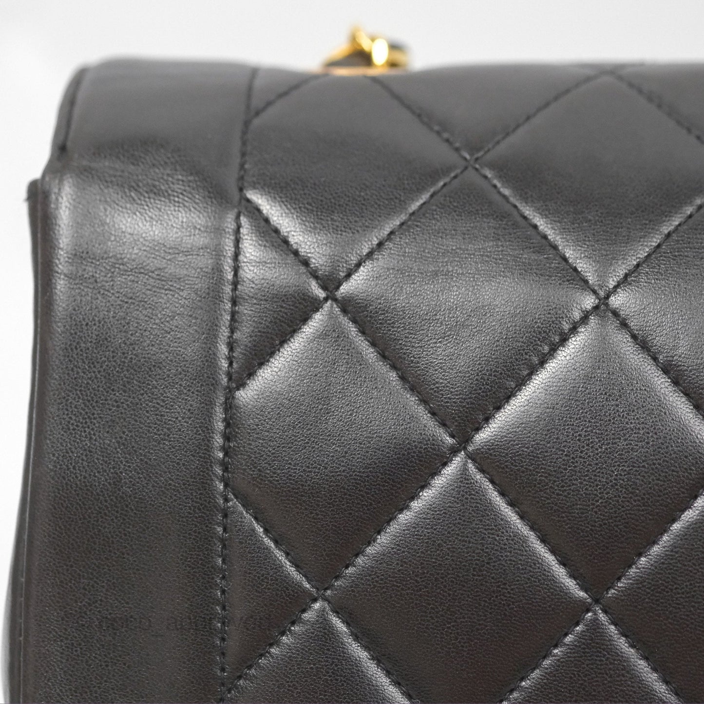 Chanel Vintage Medium Classic Diana Bag Quilted Black Lambskin 24K Gold Hardware