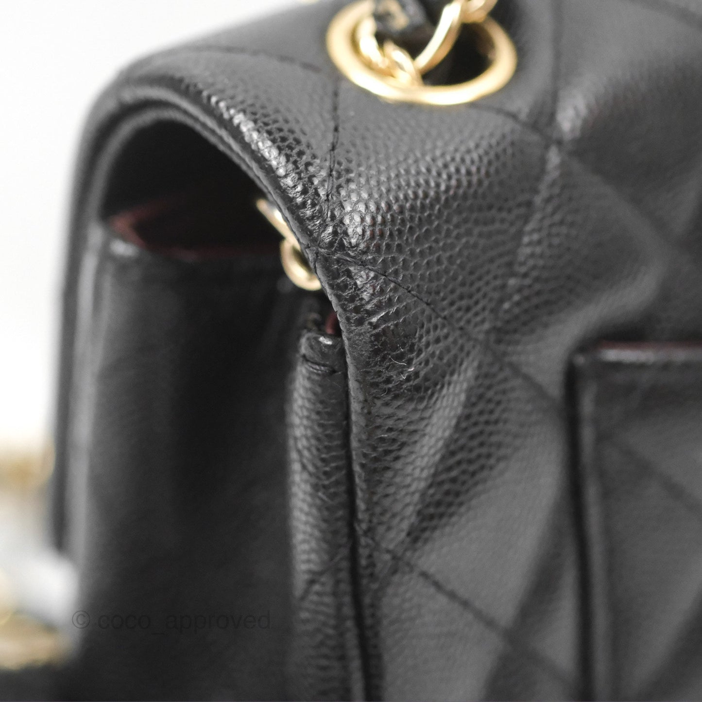 Chanel Quilted Mini Rectangular Black Caviar Gold Hardware 17B