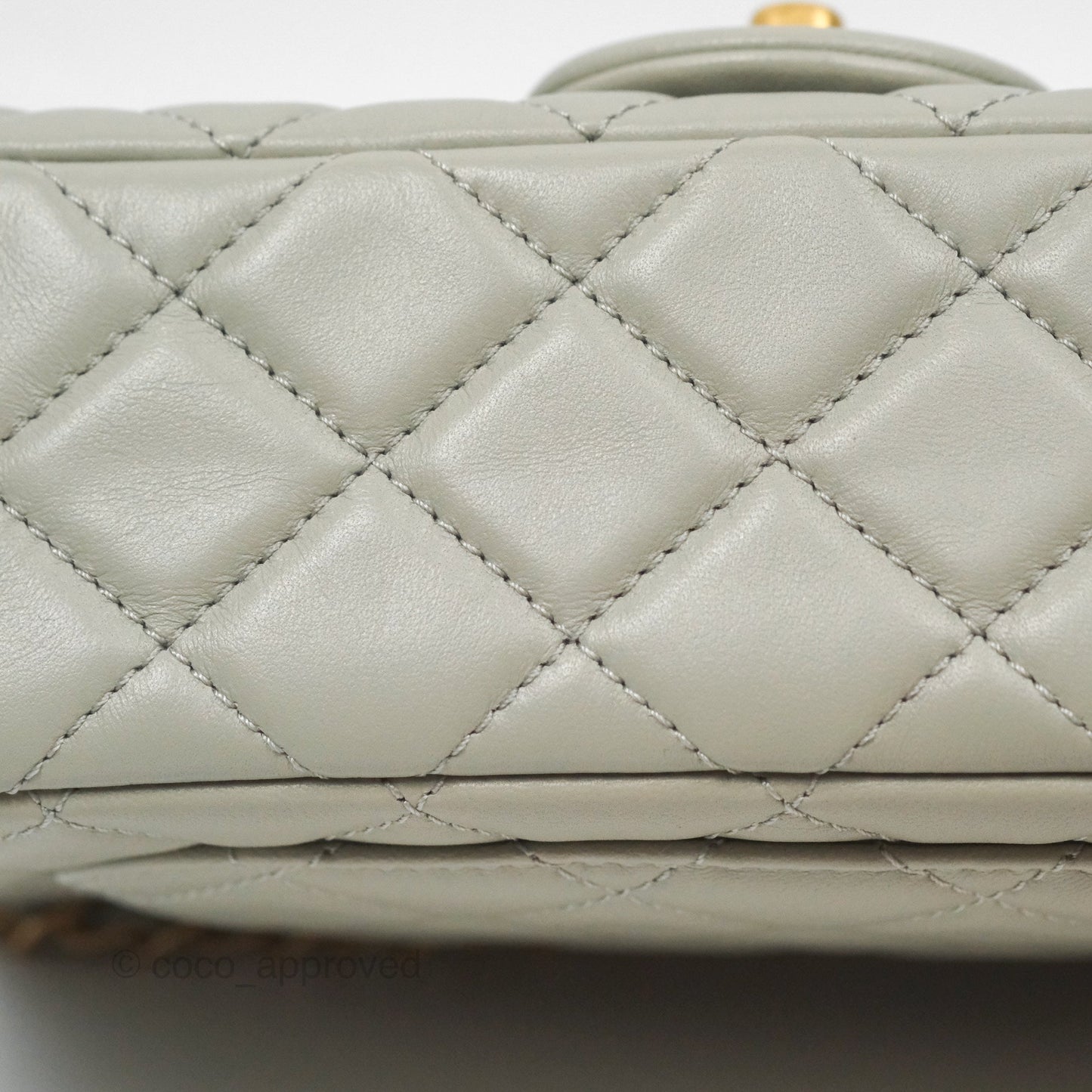 Chanel Pearl Crush Mini Rectangular Grey Lambskin Aged Gold Hardware