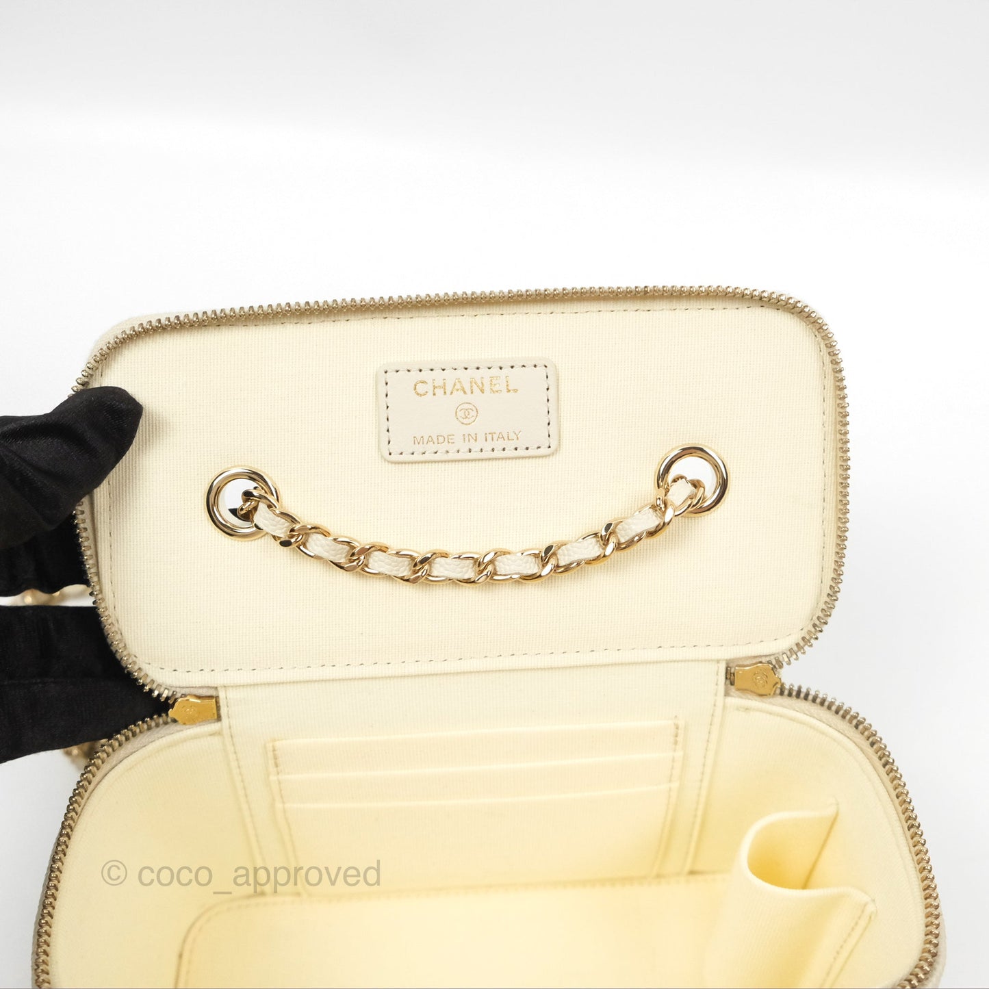 Chanel Classic Vanity With Chain Ivory Caviar Gold Hardware