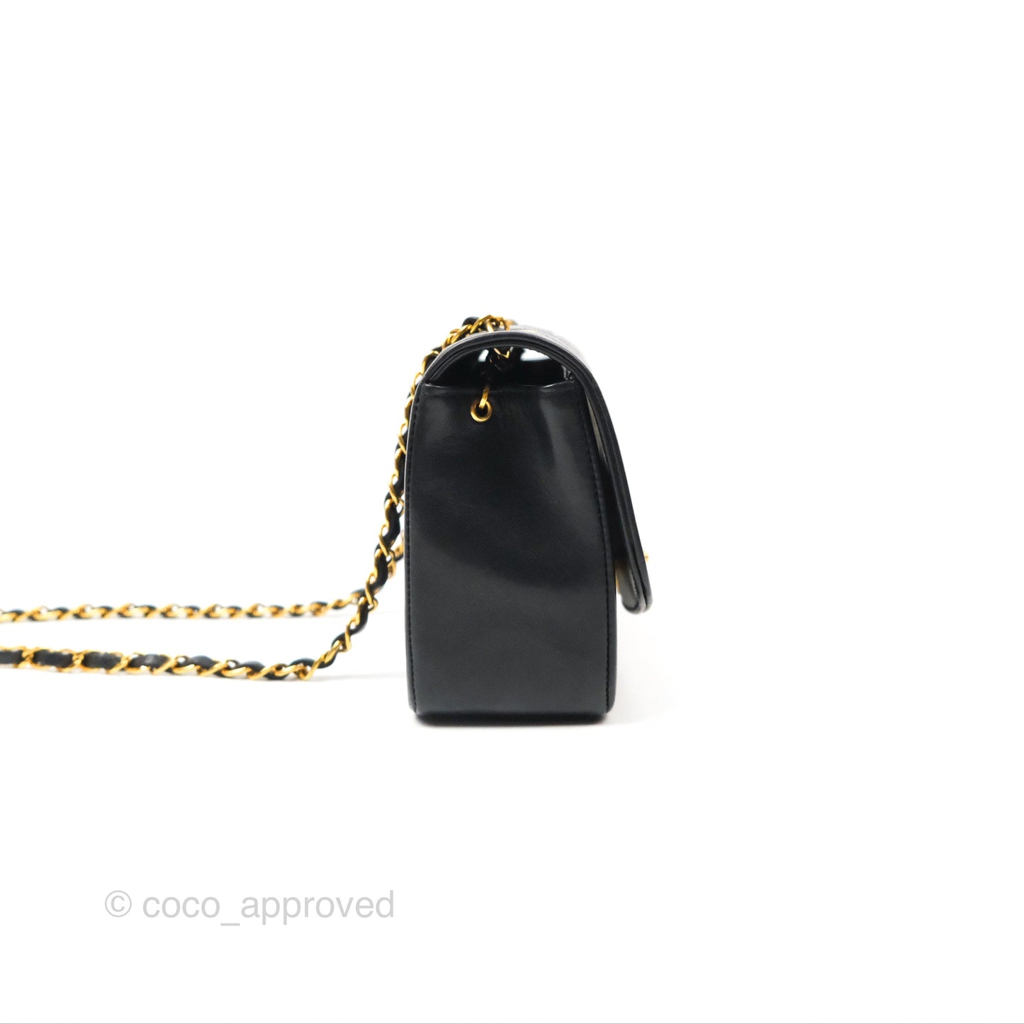 Chanel Vintage Small Quilted Classic Diana Flap Bag Black Lambskin 24K Gold Hardware