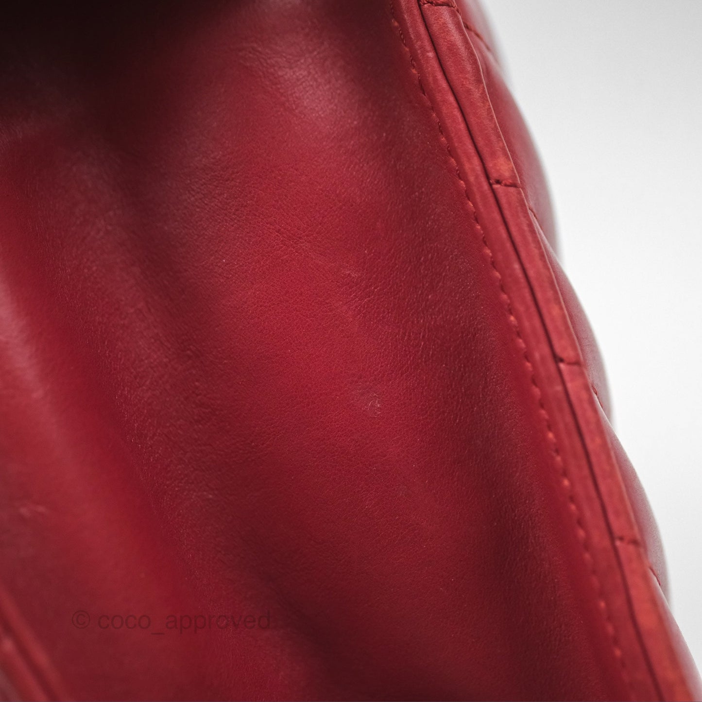 Chanel Chevron Shoulder Bag Red Calfskin Aged Gold Hardware