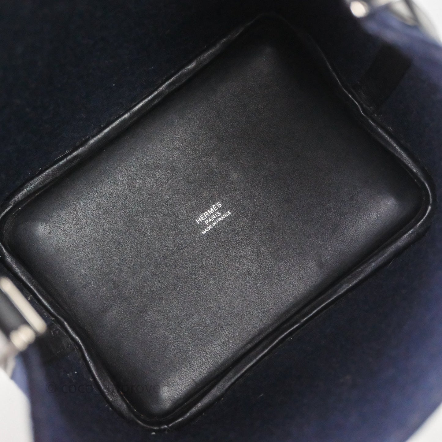 Hermès Picotin 18 Bleu Nuit 2Z / Swift Noir 89 Wool Feutre Swift Palladium Hardware