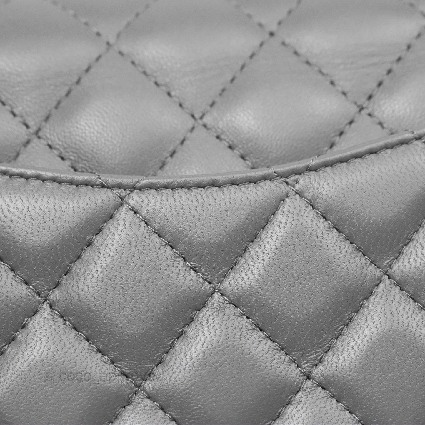 Chanel Mini Square Quilted Grey Lambskin Gold Hardware
