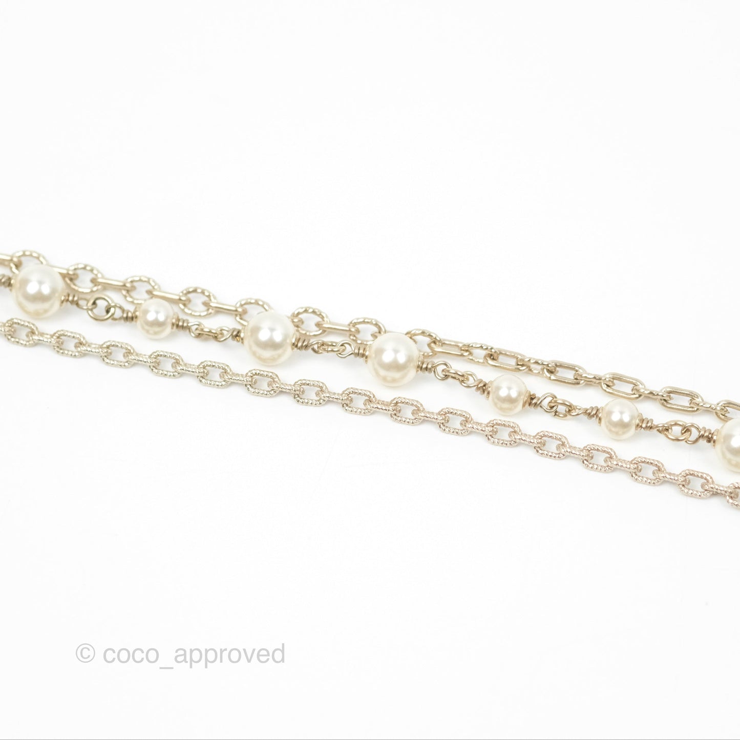 Chanel Purple CC Pearl Chain Long Necklace Gold Tone 15B