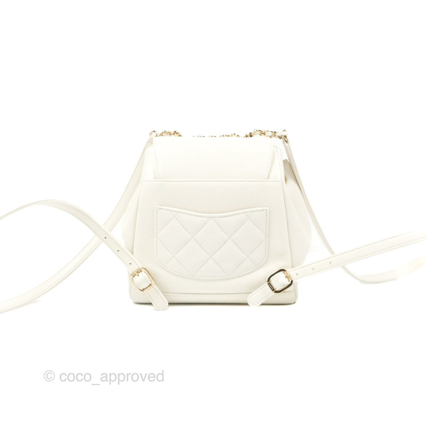 Chanel Mini Business Affinity Backpack White Caviar Gold Hardware 22B