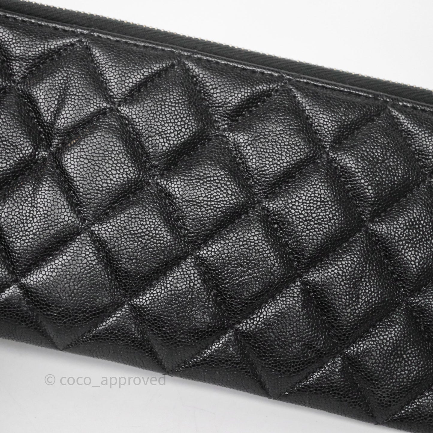 Chanel Boy Zip Long Wallet Black Caviar Gold Hardware