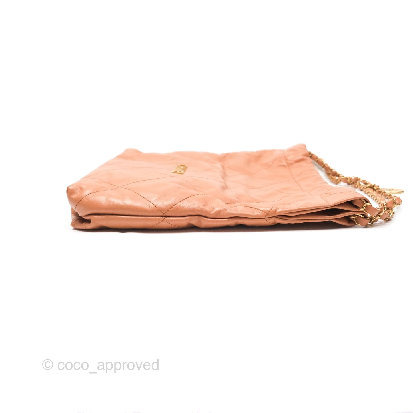 Chanel 22 Medium Caramel Beige Shiny Calfskin Aged Gold Hardware