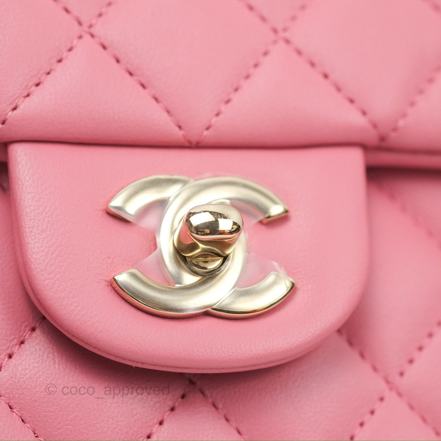 Chanel Top Handle Mini Rectangular Flap Bag Pink Lambskin Gold Hardware