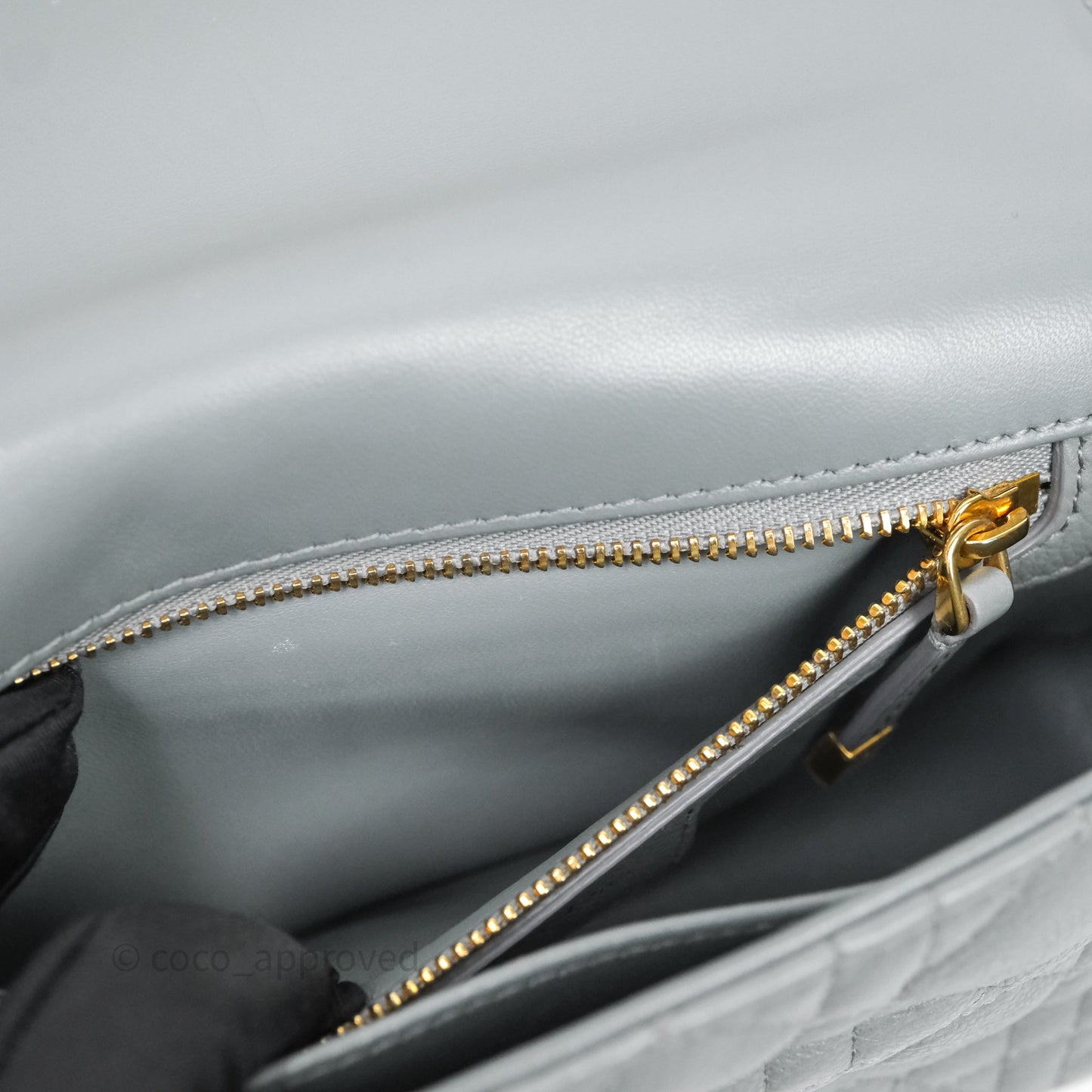 Christian Dior Small Caro Bag Stone Gray Supple Cannage Calfskin