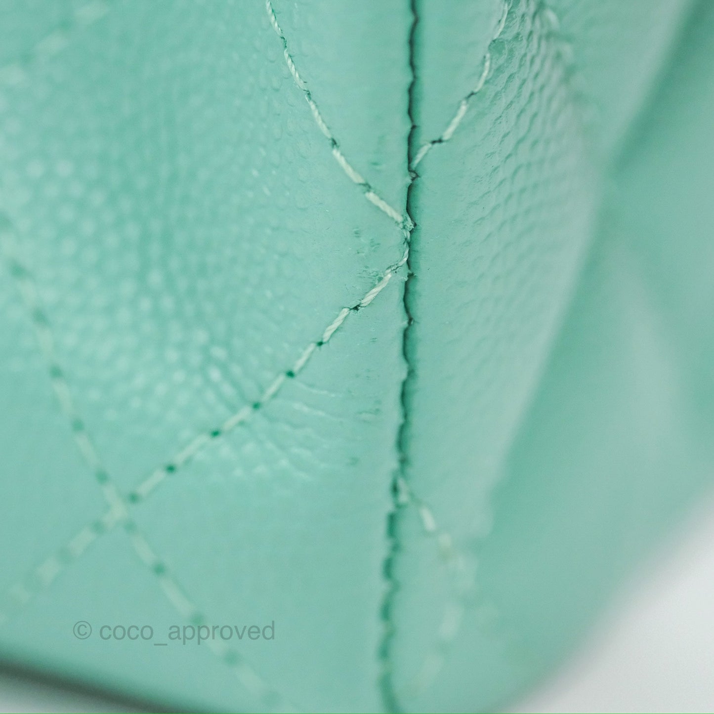 Chanel Small Classic Quilted Flap Tiffany Green Caviar Gold Hardware