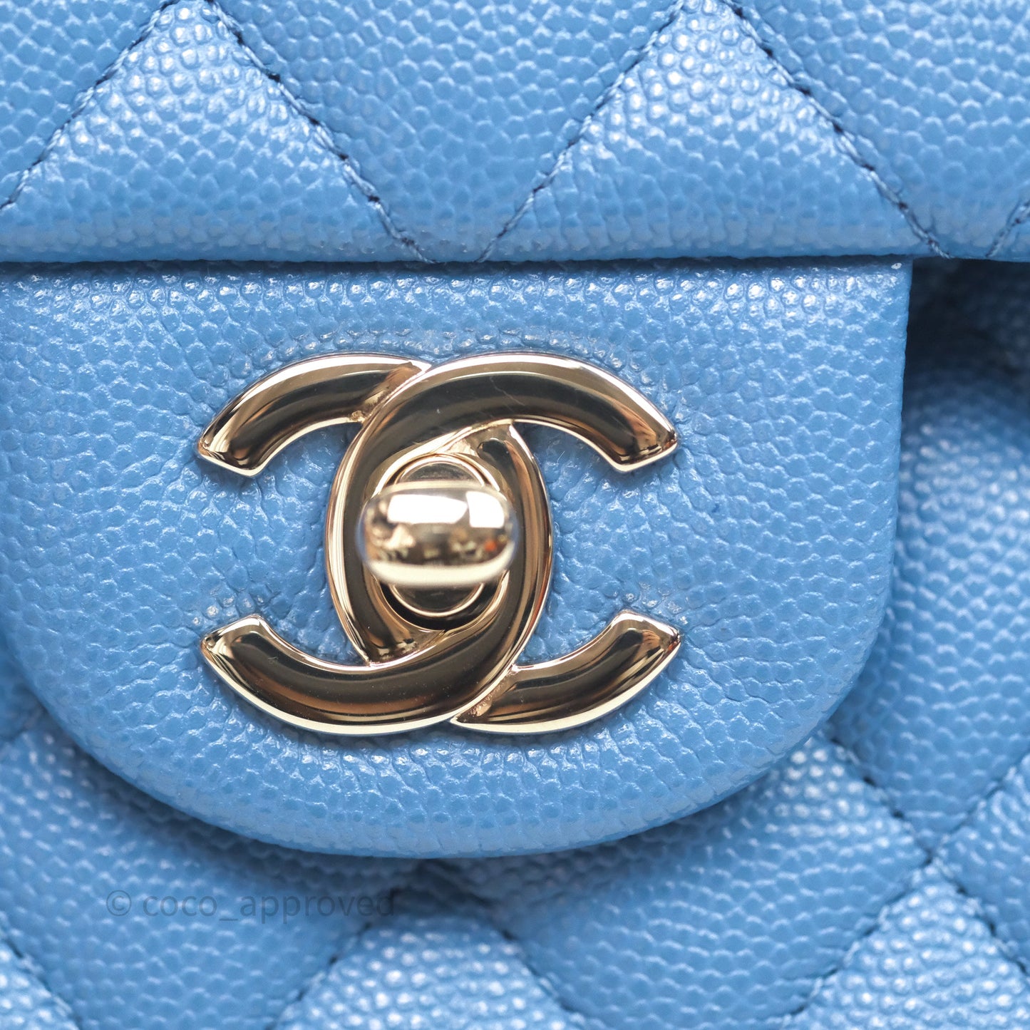 Chanel Small Classic Flap Quilted Blue Caviar Gold Hardware 20S