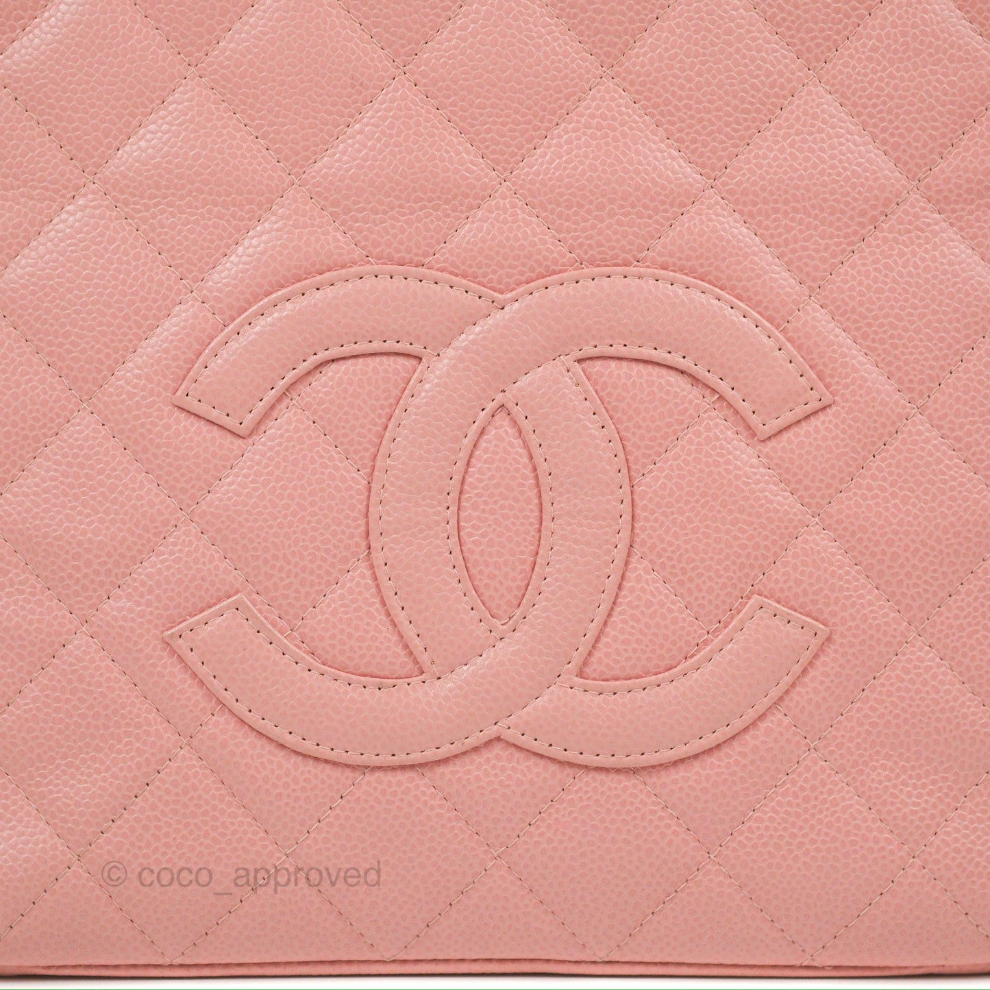 Chanel Quilted Petit Shopping Tote PST Sakura Pink Caviar Gold Hardware