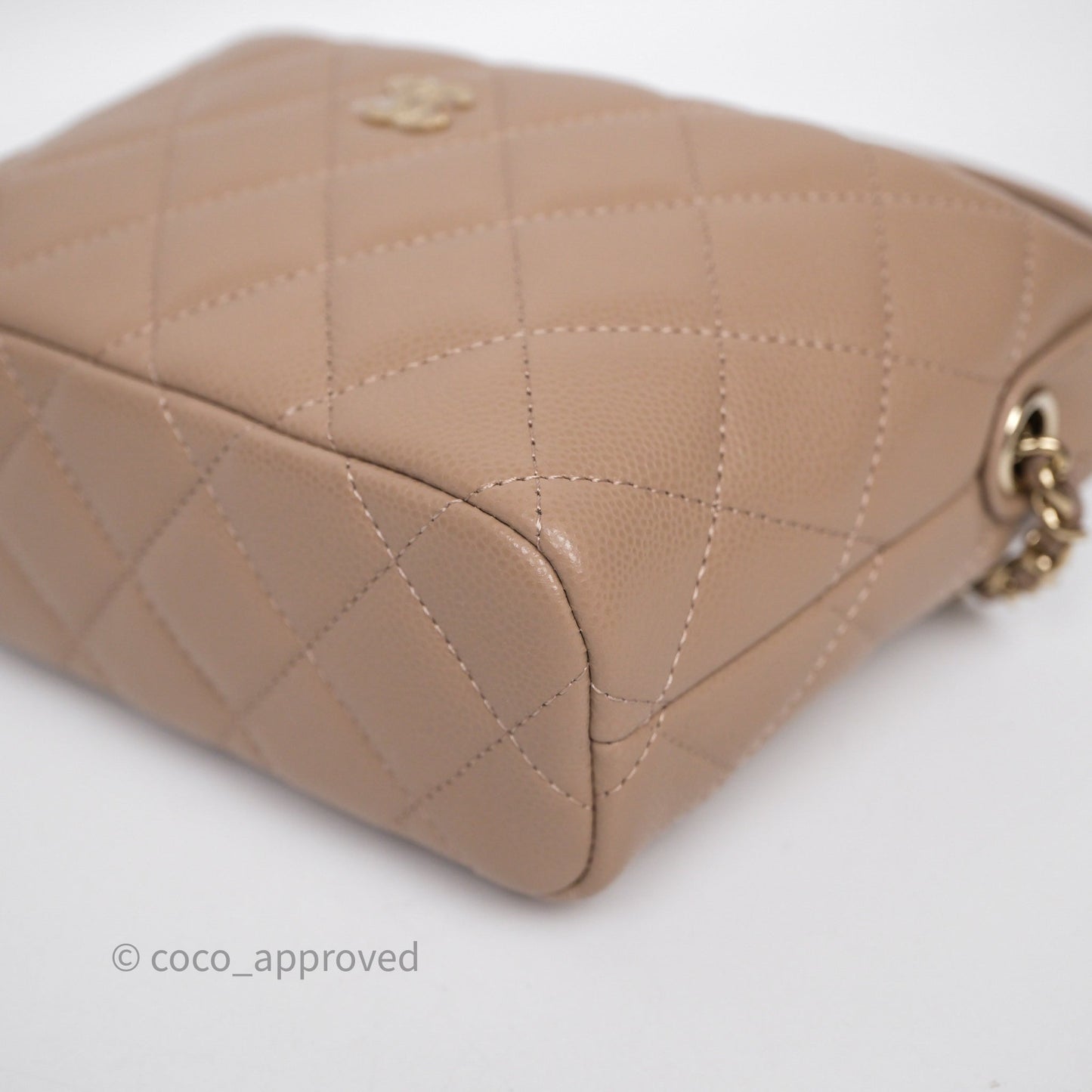 Chanel Quilted Hobo With Chain Beige Fonce Caviar Gold Hardware