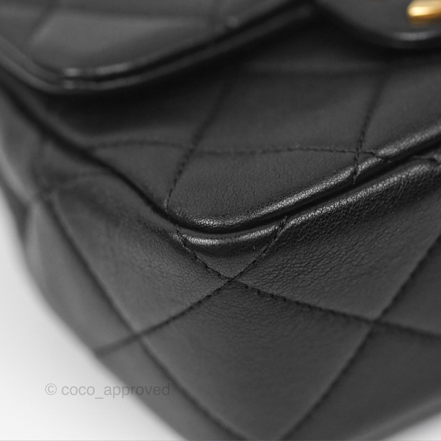 Chanel Mini Top Handle Flap Black Lambskin Aged Gold Hardware 23C