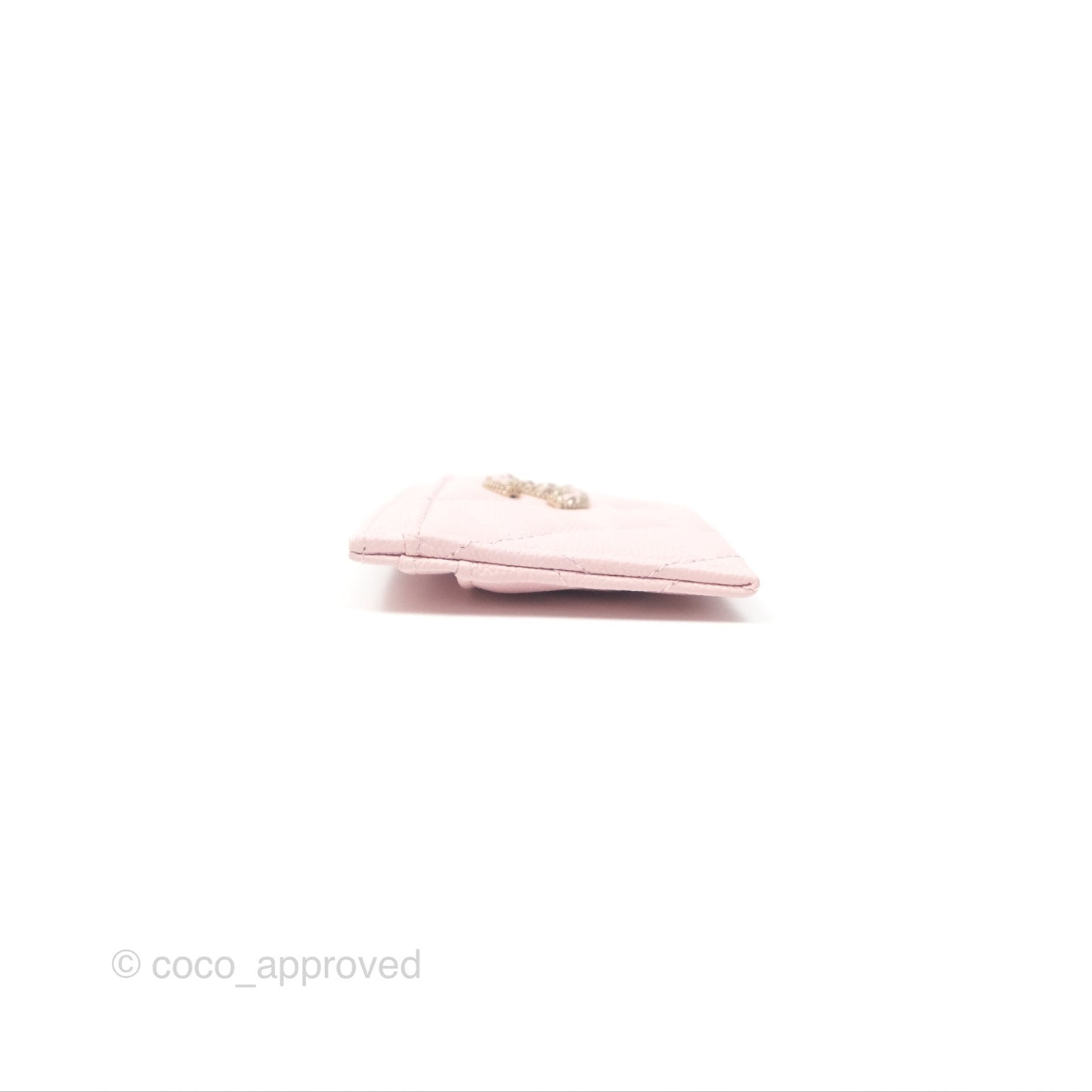 Chanel Quilted Flat Card Holder Light Pink Caviar