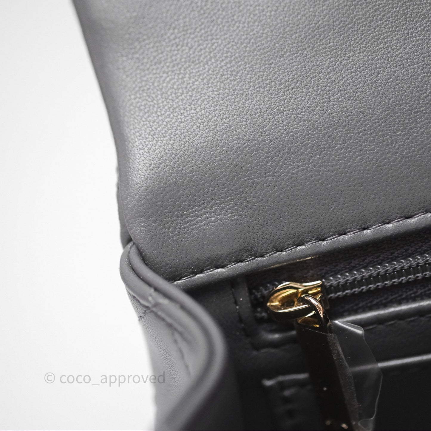 Chanel Top Handle Mini Rectangular Flap Grey Lambskin Gold Hardware